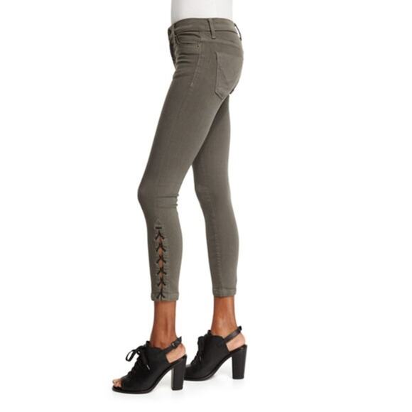 Women's 27 Hudson Light Wash Gray Nix Laced Hem Cropped/Ankle Jeans - Picture 1 of 14